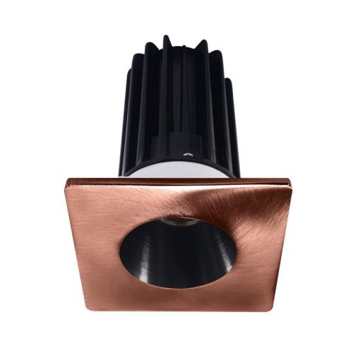 Lotus 8 Watt 2" LED Recessed Downlight - Black Reflector - Square Copper Trim - 38º - 3000K - 600 Lumens - 120V