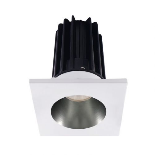 Lotus 15 Watt 2" LED Recessed Downlight - Chrome Reflector - Square White Trim - 24° - 2700K - 980 Lumens - 120V