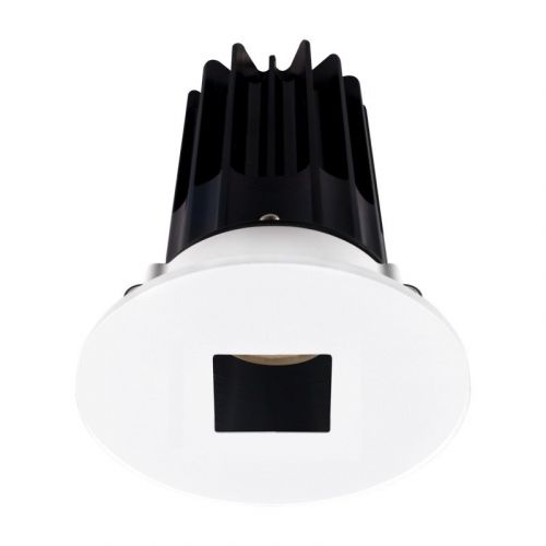 Lotus 8 Watt 2" LED Recessed Downlight - Black Reflector - White Square Pinhole Trim - 2700K - 580 Lumens - 120V