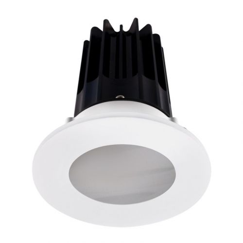 Lotus 15 Watt 2" LED Recessed Downlight - Black Reflector - White Shower Trim - 3000K - 1,000 Lumens - 120V