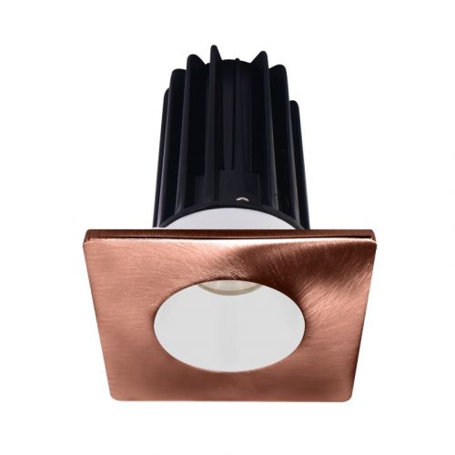 Lotus 8 Watt 2" LED Recessed Downlight - White Reflector - Square Copper Trim - 38° - 3000K - 600 Lumens - 120V